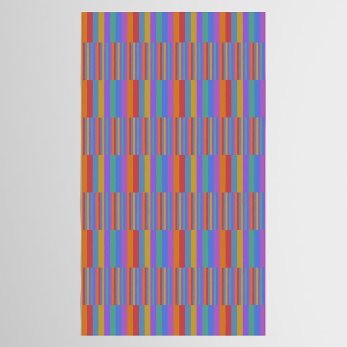 Mixed Stripes Pattern II Primary Rainbow Tablecloth Gallery Image 2