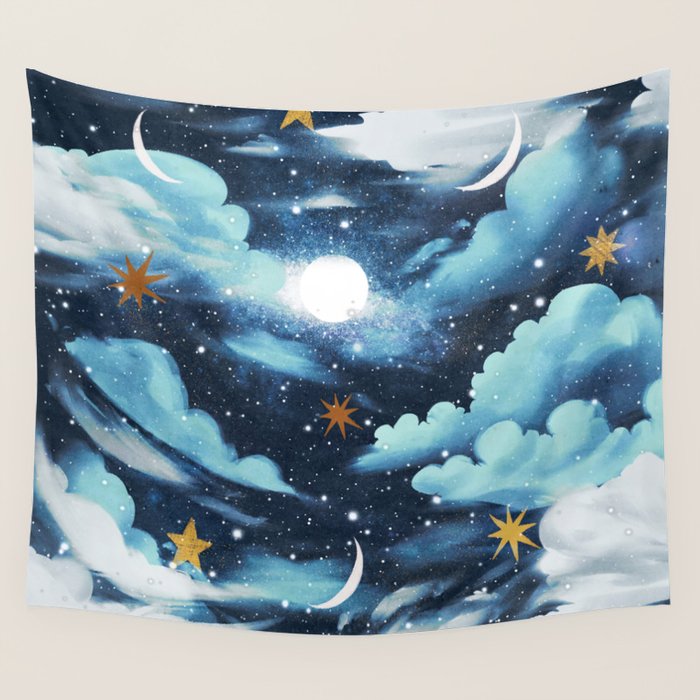 Moonlit Cloud Fantasy A Wall Tapestry Gallery Image 4