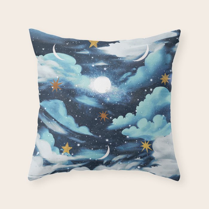 Moonlit Cloud Fantasy A Throw Pillow Gallery Image 6