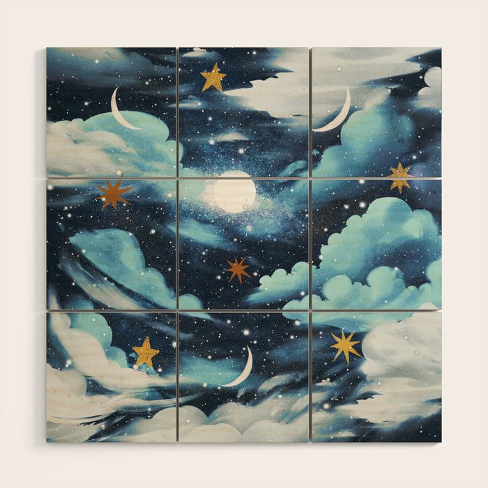 Moonlit Cloud Fantasy A Wood Wall Art Gallery Image 1
