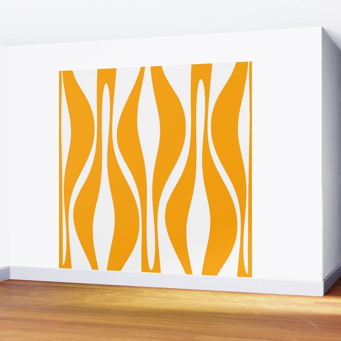 Mid Century Modern Abstract Lounge Pattern in Yellow Orange and White Wall Mural Gallery Image 2