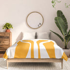 Mid Century Modern Abstract Lounge Pattern in Yellow Orange and White Comforter Gallery Image 3