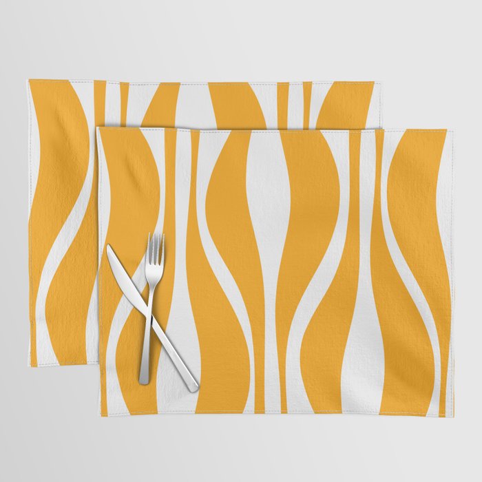 Mid Century Modern Abstract Lounge Pattern in Yellow Orange and White Placemat Gallery Image 1