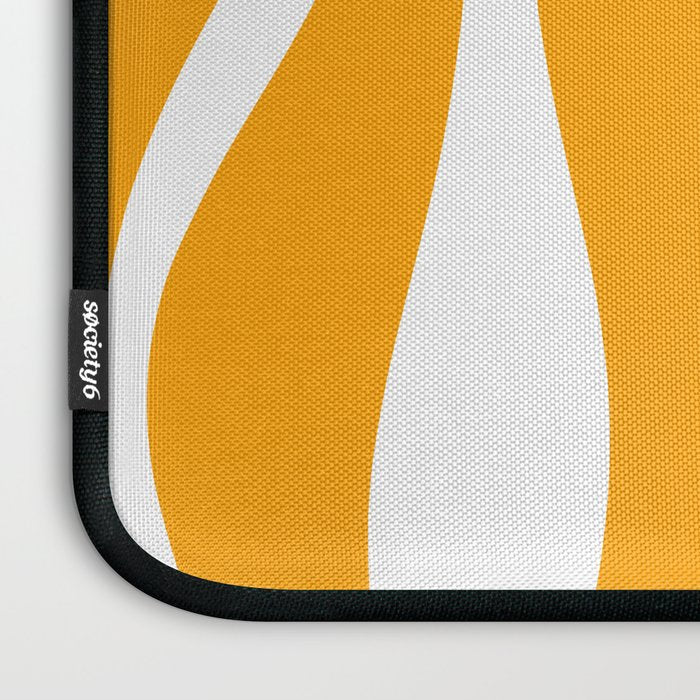 Mid Century Modern Abstract Lounge Pattern in Yellow Orange and White Laptop Sleeve Gallery Image 3