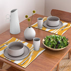 Mid Century Modern Abstract Lounge Pattern in Yellow Orange and White Placemat Gallery Image 2