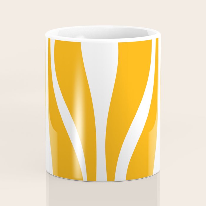 Mid Century Modern Abstract Lounge Pattern in Yellow Orange and White Coffee Mug Gallery Image 4