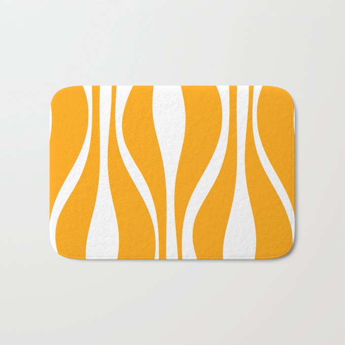 Mid Century Modern Abstract Lounge Pattern in Yellow Orange and White Bath Mat Gallery Image 1