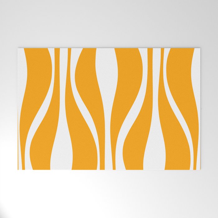 Mid Century Modern Abstract Lounge Pattern in Yellow Orange and White Welcome Mat Gallery Image 1
