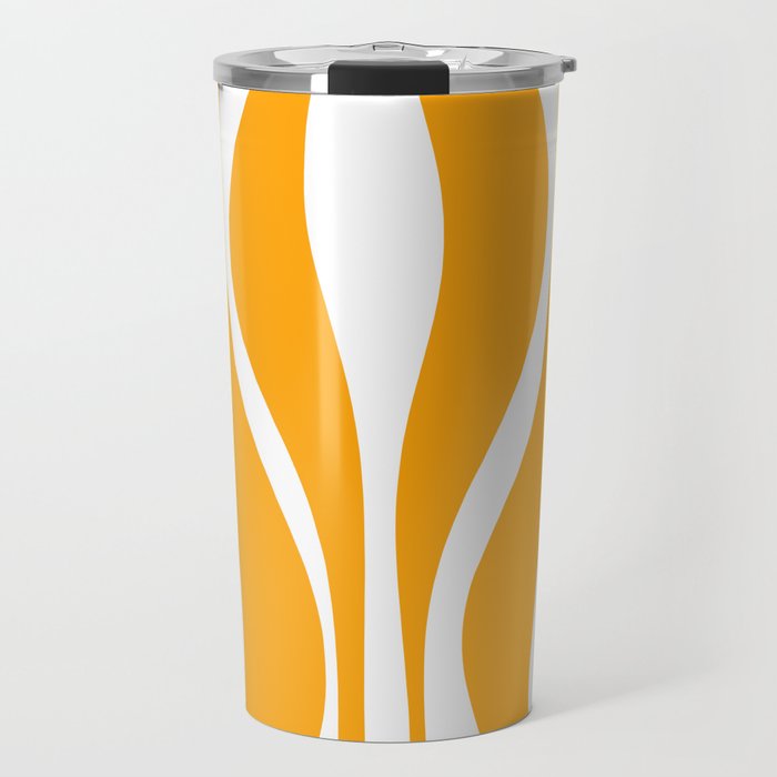 Mid Century Modern Abstract Lounge Pattern in Yellow Orange and White Travel Mug Gallery Image 1