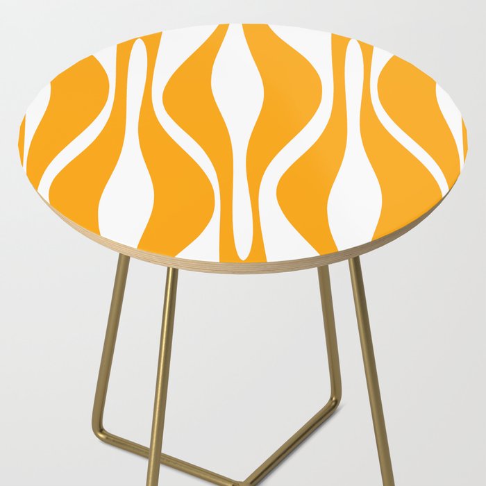Mid Century Modern Abstract Lounge Pattern in Yellow Orange and White Side Table Gallery Image 2