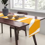 Mid Century Modern Abstract Lounge Pattern in Yellow Orange and White Table Runner Gallery Image 2