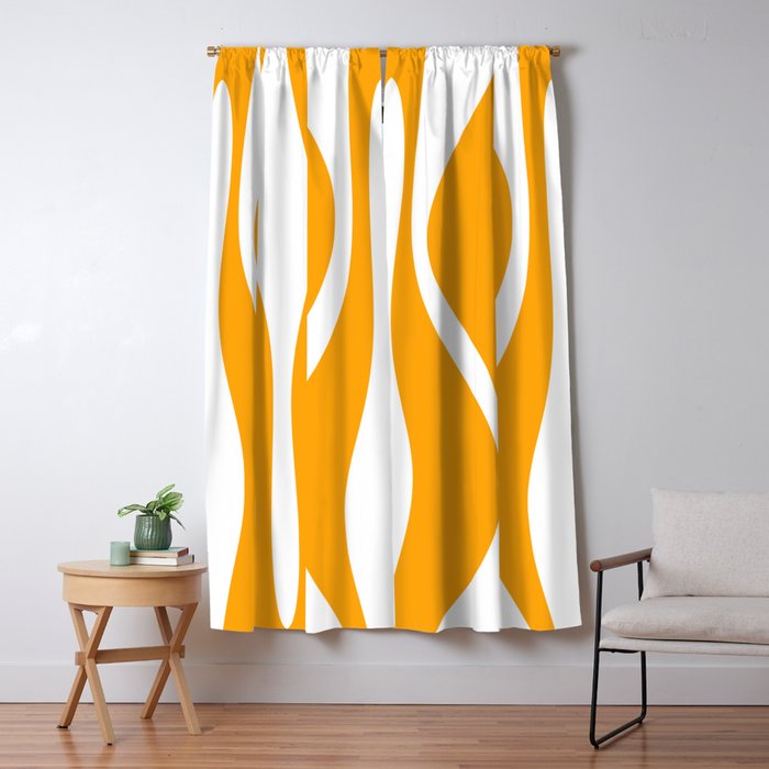 Mid Century Modern Abstract Lounge Pattern in Yellow Orange and White Window Curtain Gallery Image 5