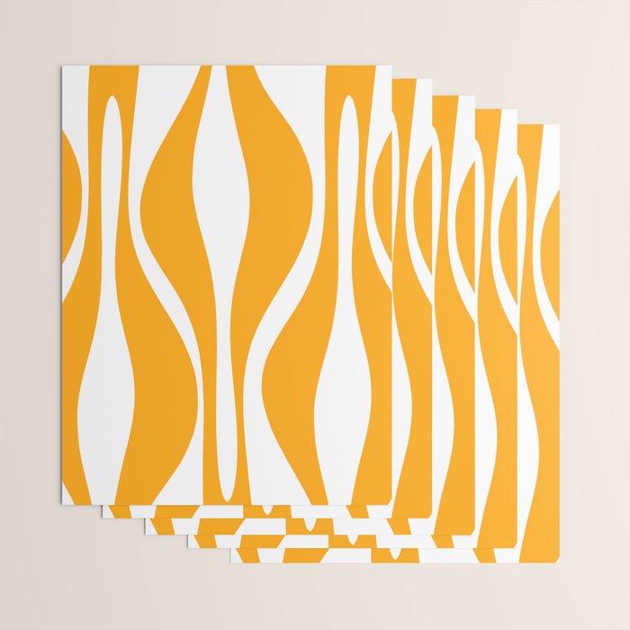 Mid Century Modern Abstract Lounge Pattern in Yellow Orange and White Wrapping Paper Gallery Image 3