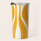 Mid Century Modern Abstract Lounge Pattern in Yellow Orange and White Travel Mug Gallery Image 3