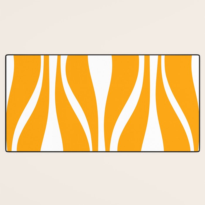 Mid Century Modern Abstract Lounge Pattern in Yellow Orange and White Desk Mat Gallery Image 3