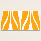 Mid Century Modern Abstract Lounge Pattern in Yellow Orange and White Desk Mat Gallery Image 3