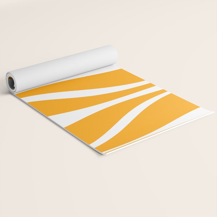 Mid Century Modern Abstract Lounge Pattern in Yellow Orange and White Yoga Mat Gallery Image 2