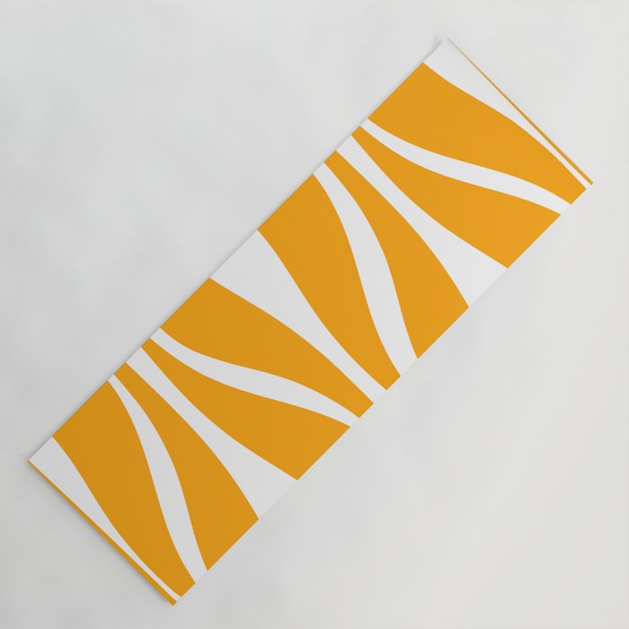 Mid Century Modern Abstract Lounge Pattern in Yellow Orange and White Yoga Mat Gallery Image 1