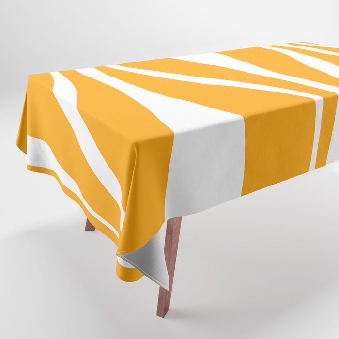 Mid Century Modern Abstract Lounge Pattern in Yellow Orange and White Tablecloth Gallery Image 1