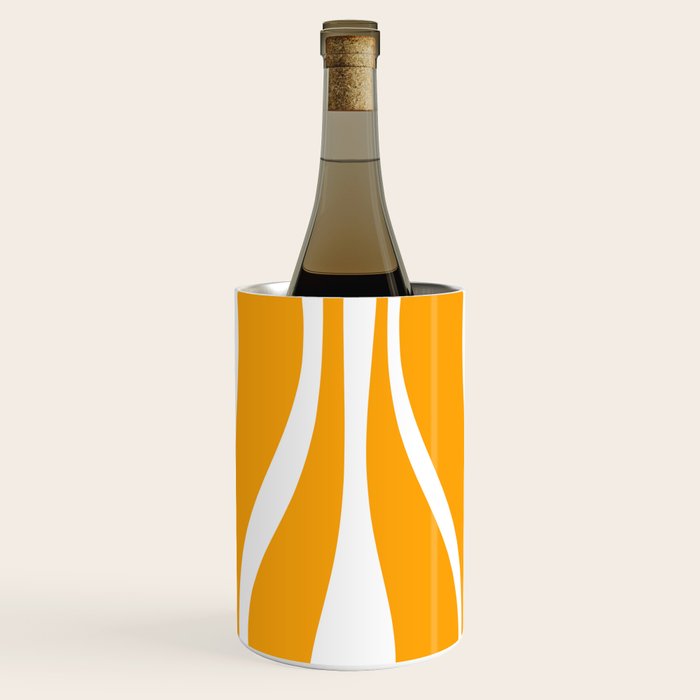 Mid Century Modern Abstract Lounge Pattern in Yellow Orange and White Wine Chiller Gallery Image 3