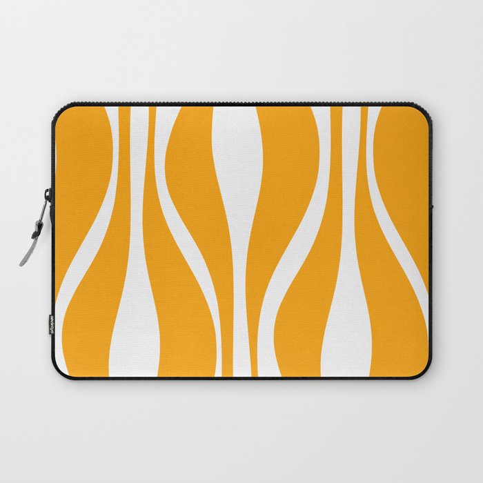 Mid Century Modern Abstract Lounge Pattern in Yellow Orange and White Laptop Sleeve Gallery Image 1