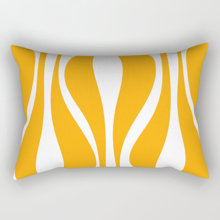 Mid Century Modern Abstract Lounge Pattern in Yellow Orange and White Rectangular Pillow Gallery Image 2