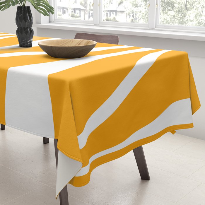 Mid Century Modern Abstract Lounge Pattern in Yellow Orange and White Tablecloth Gallery Image 3
