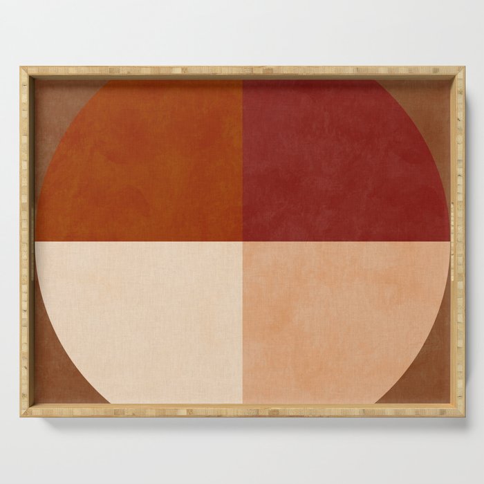 abstract retro shapes earthy 9 Serving Tray Gallery Image 1