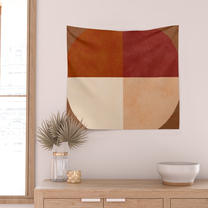 abstract retro shapes earthy 9 Wall Tapestry Gallery Image 2