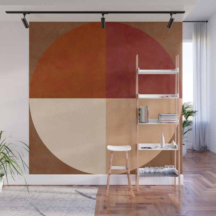 abstract retro shapes earthy 9 Wall Mural Gallery Image 1