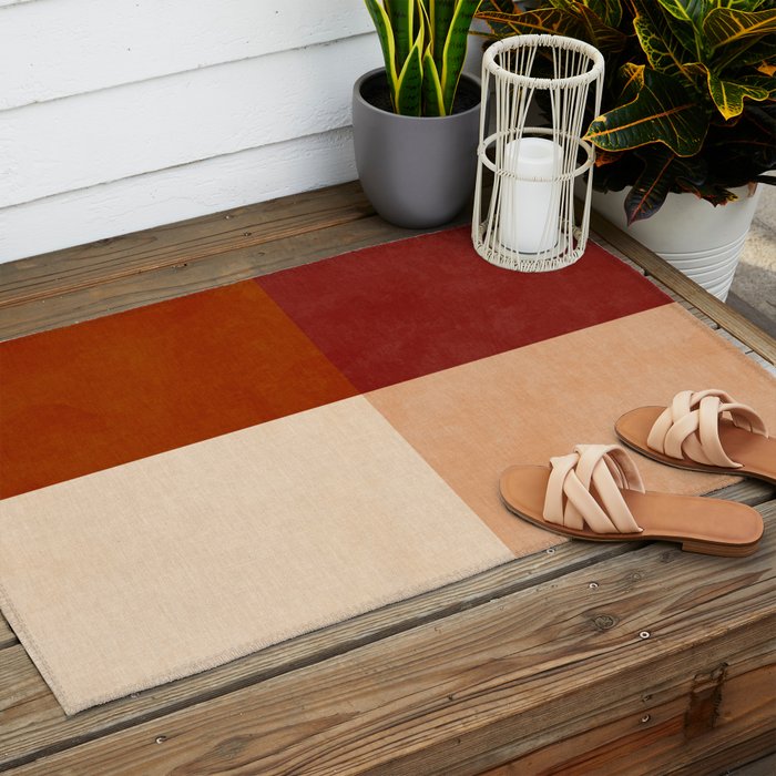 abstract retro shapes earthy 9 Outdoor Rug Gallery Image 2