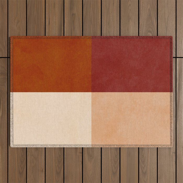 abstract retro shapes earthy 9 Outdoor Rug Gallery Image 1