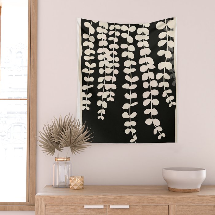 Minimal Abstract Leaves 17 Wall Tapestry Gallery Image 2