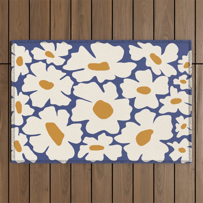 Boho Blue blossom garden  Outdoor Rug Gallery Image 1