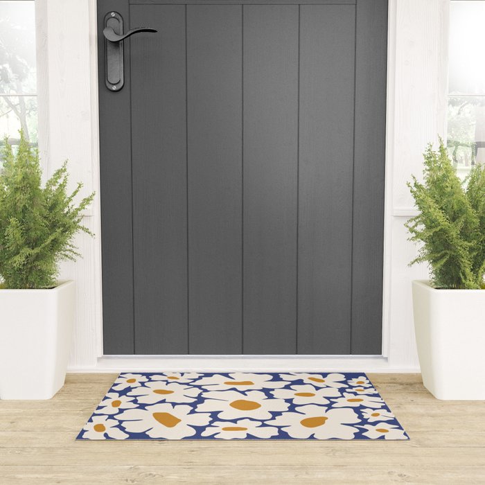Boho Blue blossom garden  Welcome Mat Gallery Image 3