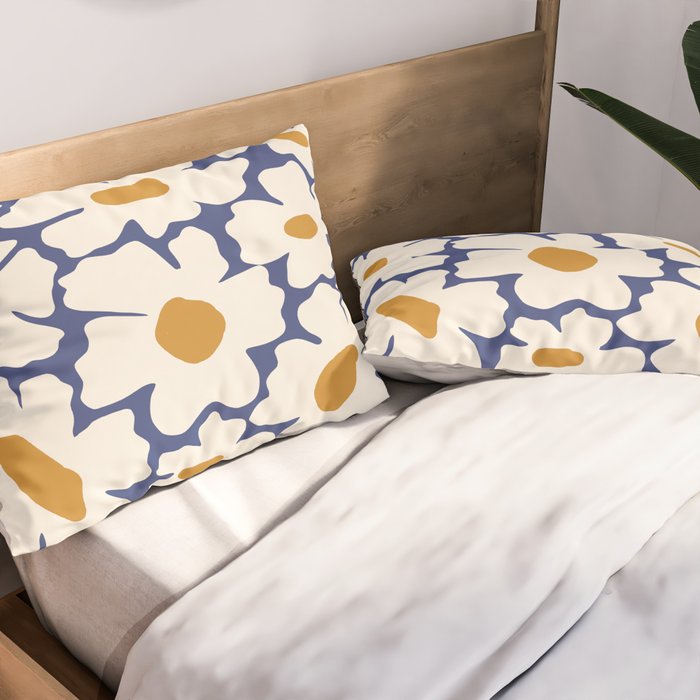 Boho Blue blossom garden  Pillow Sham Gallery Image 2
