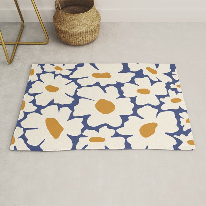 Boho Blue blossom garden  Rug Gallery Image 1