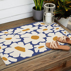 Boho Blue blossom garden  Outdoor Rug Gallery Image 2