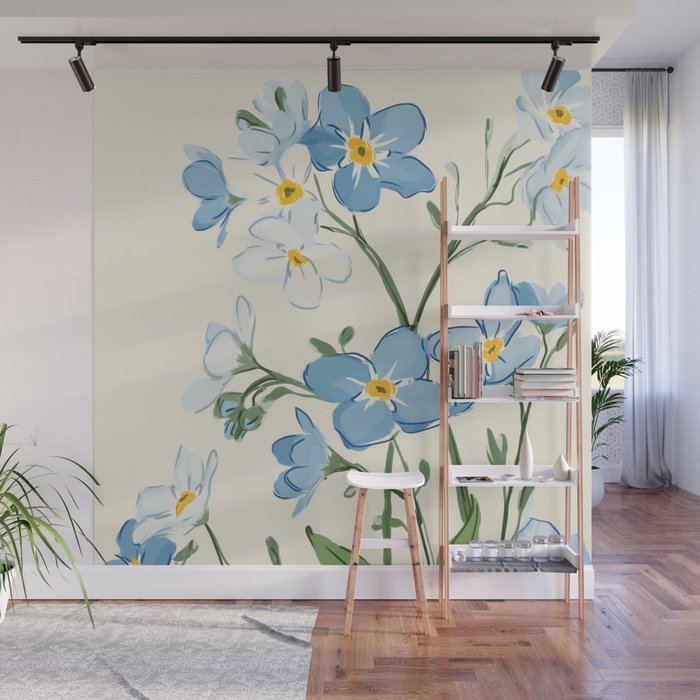 Wildflower Garden in Soft Tones Wall Mural Gallery Image 1