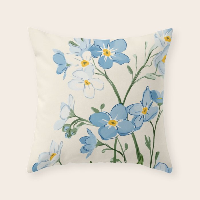 Wildflower Garden in Soft Tones Throw Pillow Gallery Image 1