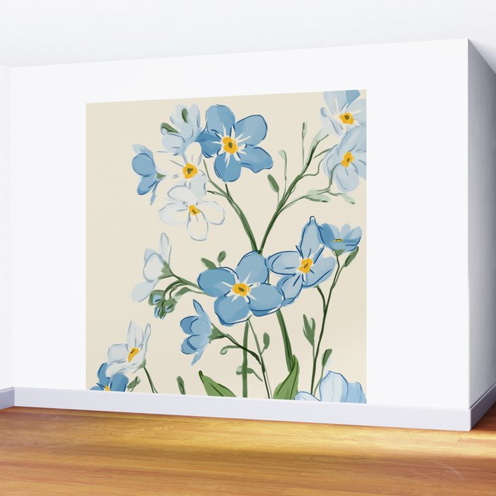 Wildflower Garden in Soft Tones Wall Mural Gallery Image 2