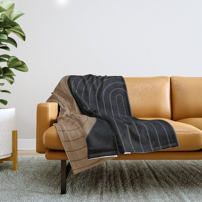 Two Tone Line Curvature XXXVI Throw Blanket Gallery Image 1
