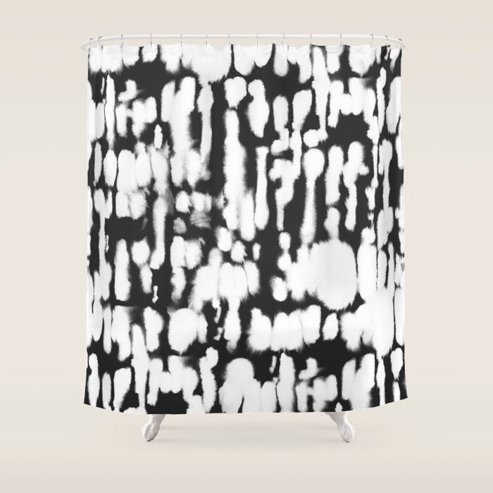 Inky Inverse Black and White Shower Curtain Gallery Image 1