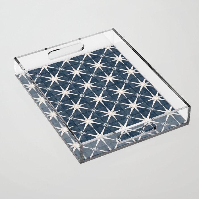 arlo star tile - stone blue Acrylic Tray Gallery Image 1