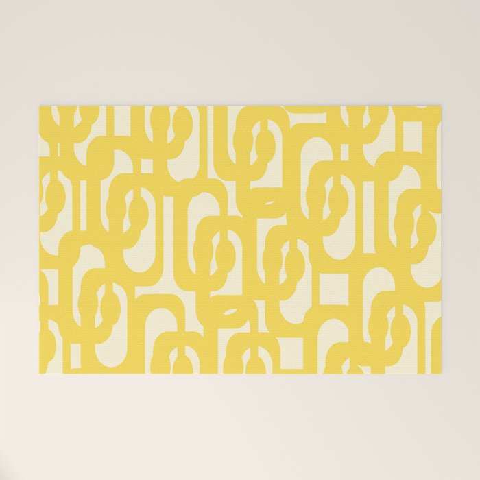 Mid Century Modern Yellow Loops Abstract Pattern Welcome Mat Gallery Image 1