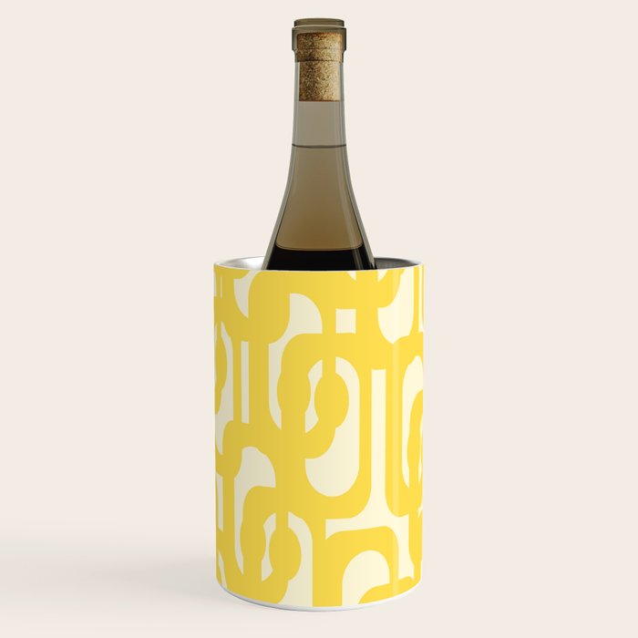 Mid Century Modern Yellow Loops Abstract Pattern Wine Chiller Gallery Image 2