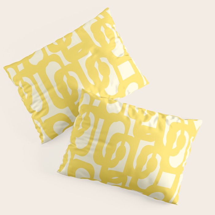 Mid Century Modern Yellow Loops Abstract Pattern Pillow Sham Gallery Image 3