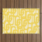 Mid Century Modern Yellow Loops Abstract Pattern Outdoor Rug Gallery Image 1