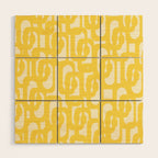 Mid Century Modern Yellow Loops Abstract Pattern Wood Wall Art Gallery Image 1