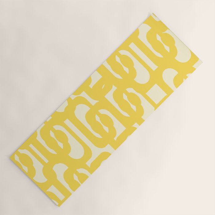 Mid Century Modern Yellow Loops Abstract Pattern Yoga Mat Gallery Image 1